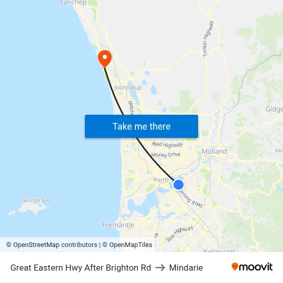 Great Eastern Hwy After Brighton Rd to Mindarie map
