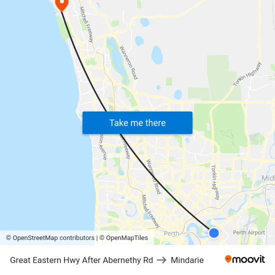 Great Eastern Hwy After Abernethy Rd to Mindarie map