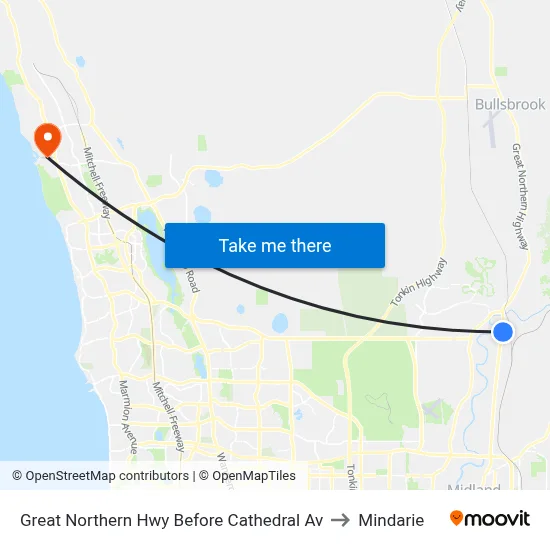 Great Northern Hwy Before Cathedral Av to Mindarie map