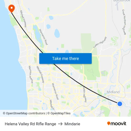 Helena Valley Rd Rifle Range to Mindarie map