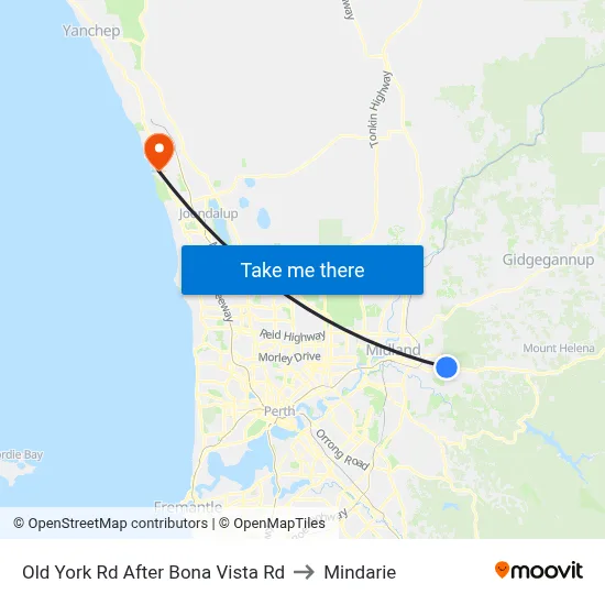 Old York Rd After Bona Vista Rd to Mindarie map