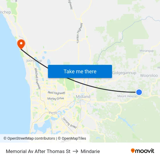 Memorial Av After Thomas St to Mindarie map