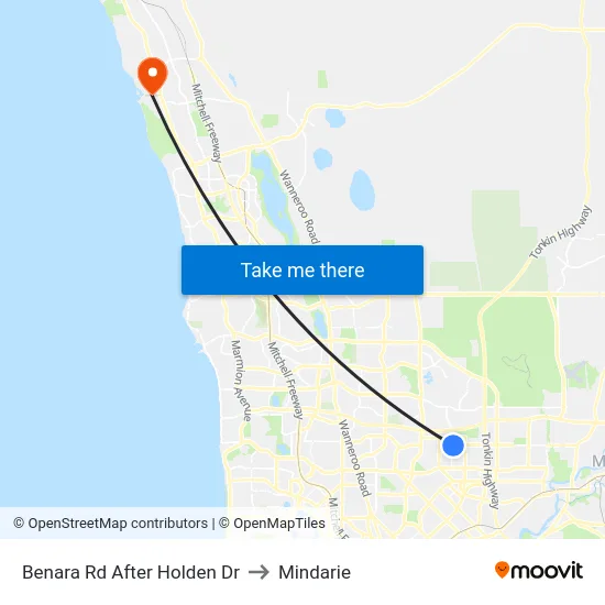 Benara Rd After Holden Dr to Mindarie map