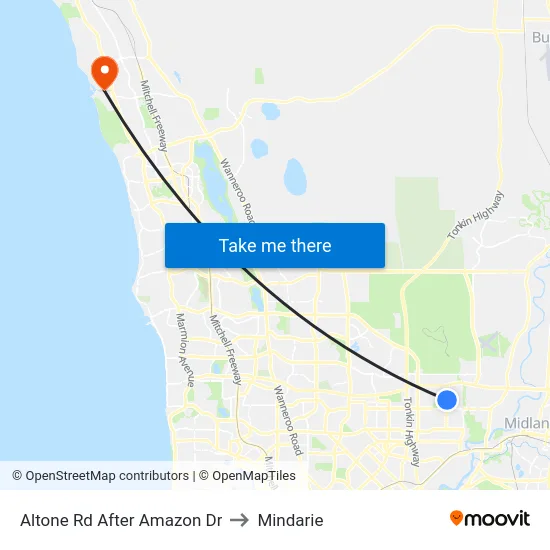 Altone Rd After Amazon Dr to Mindarie map
