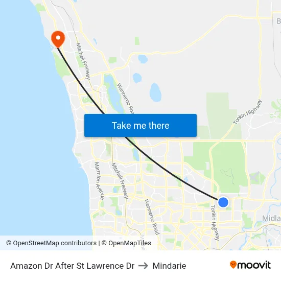 Amazon Dr After St Lawrence Dr to Mindarie map