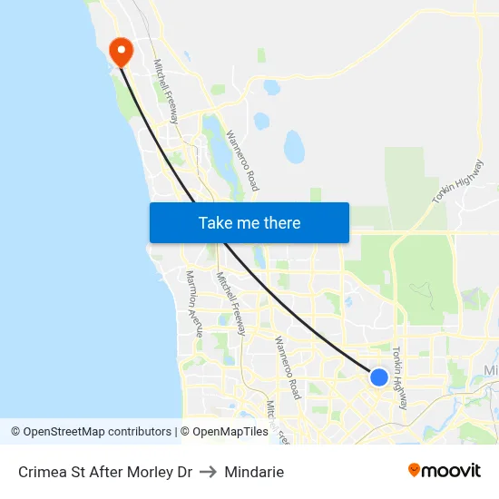 Crimea St After Morley Dr to Mindarie map