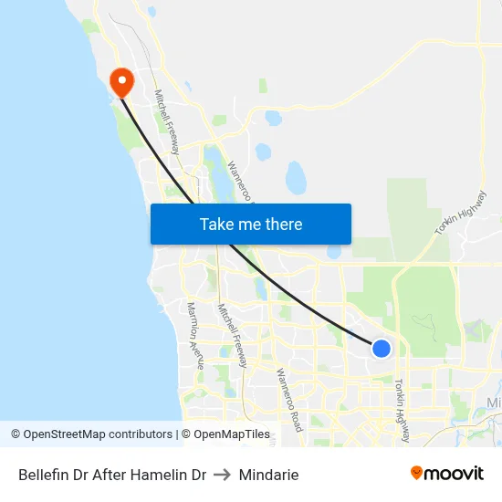 Bellefin Dr After Hamelin Dr to Mindarie map