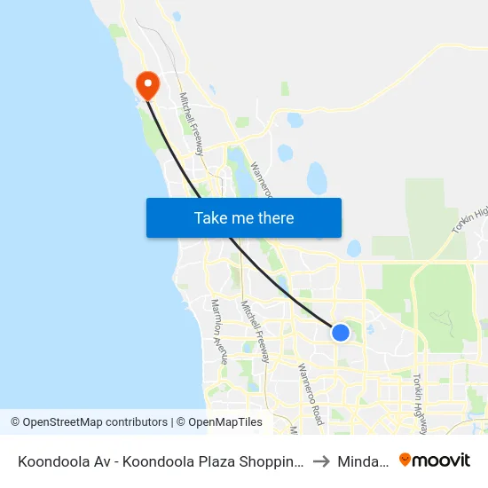 Koondoola Av - Koondoola Plaza Shopping Ctr to Mindarie map