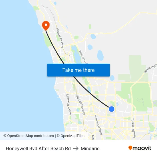 Honeywell Bvd After Beach Rd to Mindarie map