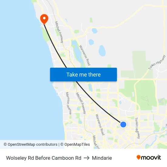 Wolseley Rd Before Camboon Rd to Mindarie map