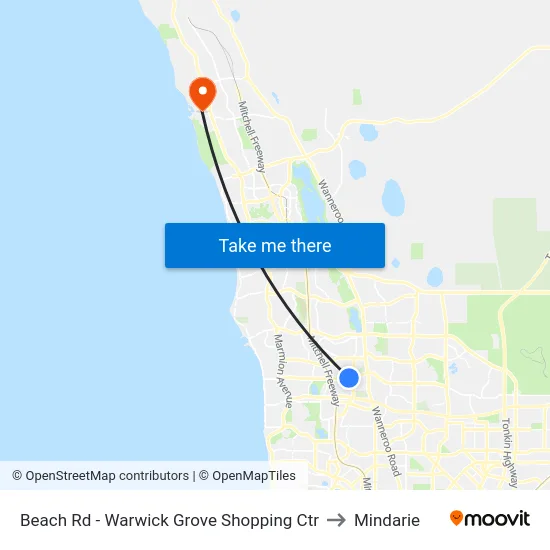 Beach Rd - Warwick Grove Shopping Ctr to Mindarie map