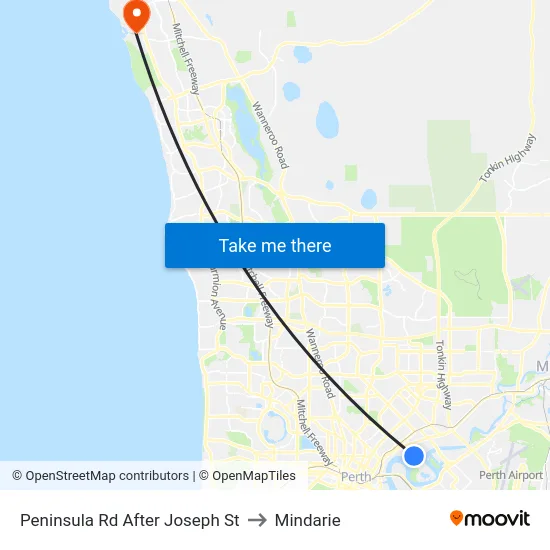 Peninsula Rd After Joseph St to Mindarie map