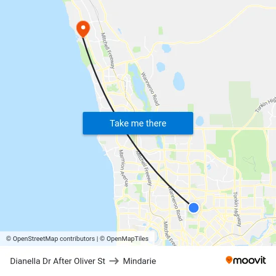 Dianella Dr After Oliver St to Mindarie map