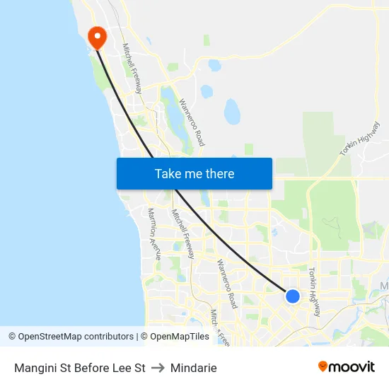 Mangini St Before Lee St to Mindarie map