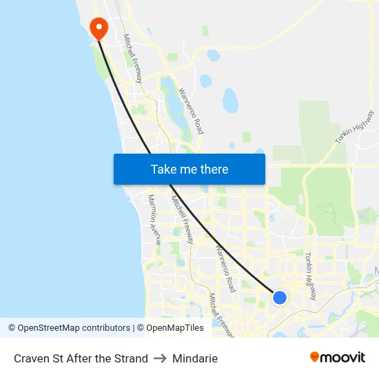 Craven St After the Strand to Mindarie map