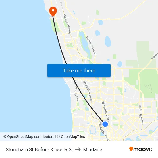 Stoneham St Before Kinsella St to Mindarie map