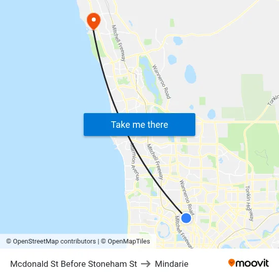 Mcdonald St Before Stoneham St to Mindarie map