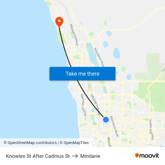 Knowles St After Cadmus St to Mindarie map