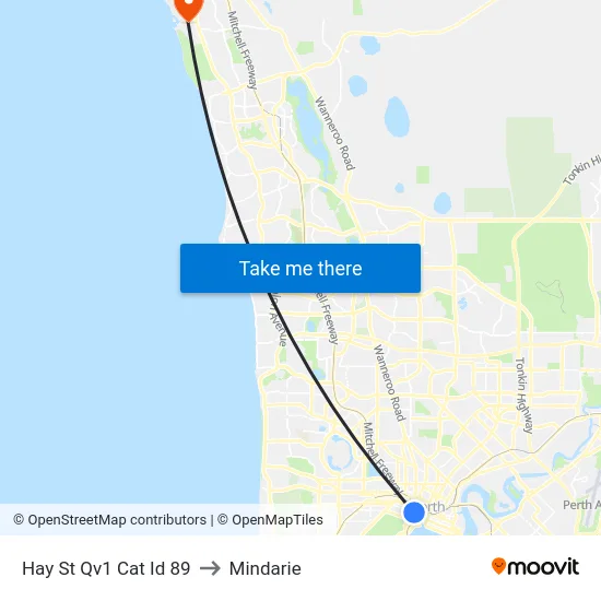 Hay St Qv1 Cat Id 89 to Mindarie map