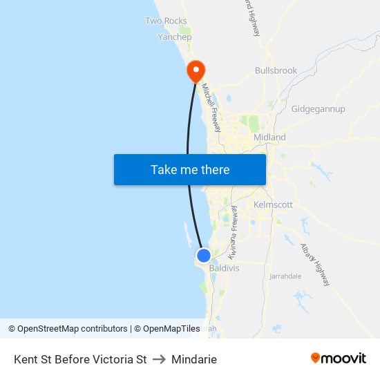 Kent St Before Victoria St to Mindarie map