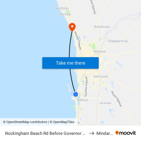 Rockingham Beach Rd Before Governor Rd to Mindarie map