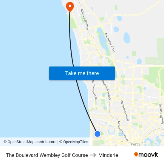 The Boulevard   Wembley Golf Course to Mindarie map