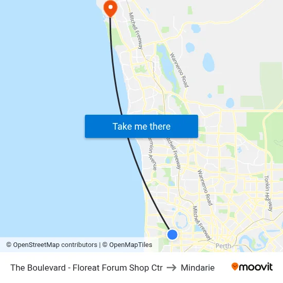 The Boulevard  - Floreat Forum Shop Ctr to Mindarie map