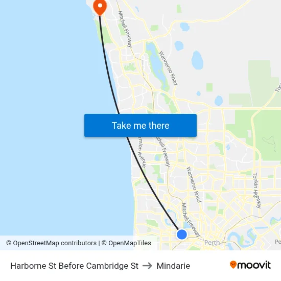 Harborne St Before Cambridge St to Mindarie map