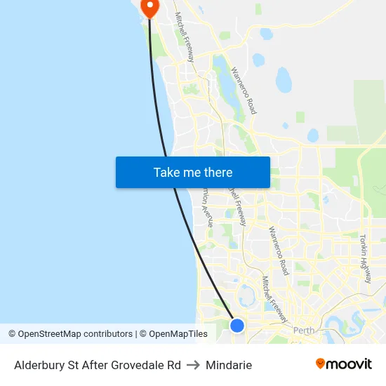 Alderbury St After Grovedale Rd to Mindarie map
