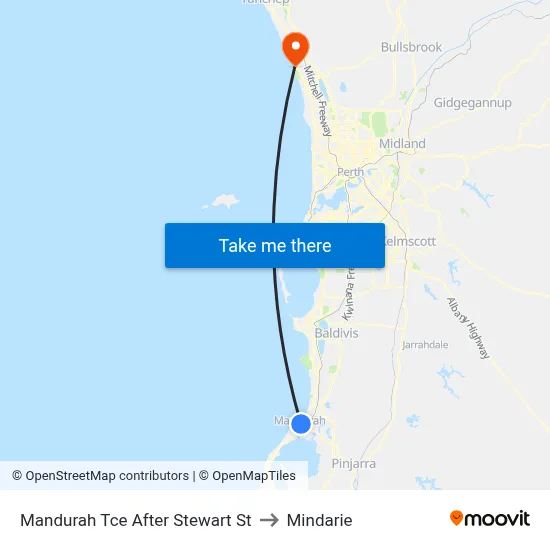 Mandurah Tce After Stewart St to Mindarie map