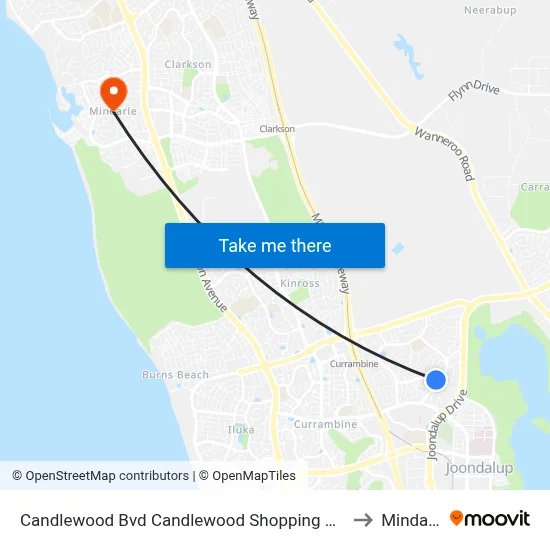 Candlewood Bvd Candlewood Shopping Centre to Mindarie map