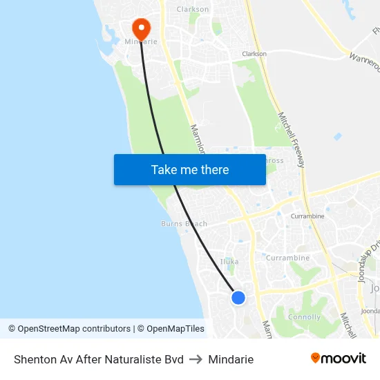 Shenton Av After Naturaliste Bvd to Mindarie map