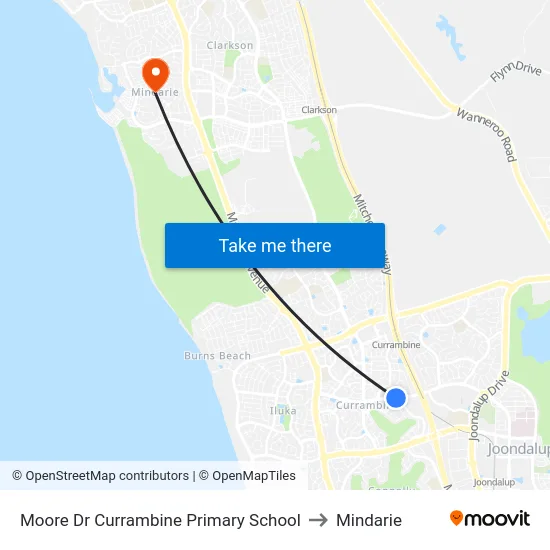 Moore Dr Currambine Primary School to Mindarie map