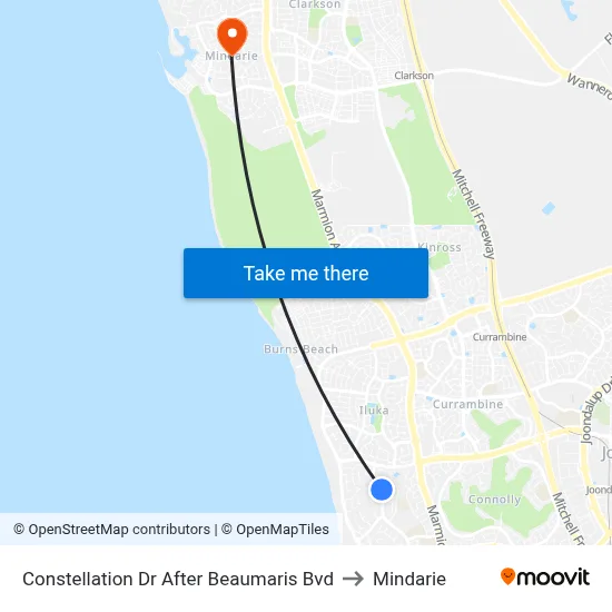 Constellation Dr After Beaumaris Bvd to Mindarie map