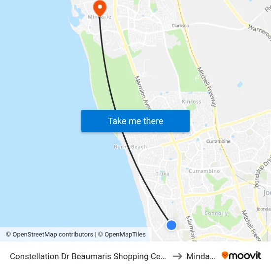 Constellation Dr Beaumaris Shopping Centre to Mindarie map
