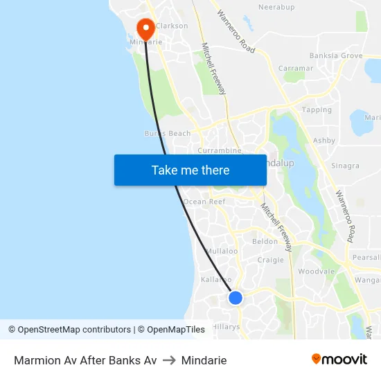 Marmion Av After Banks Av to Mindarie map