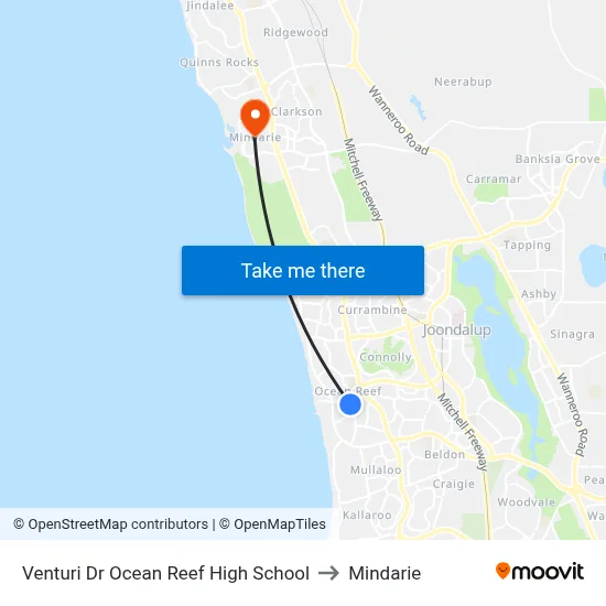 Venturi Dr Ocean Reef High School to Mindarie map