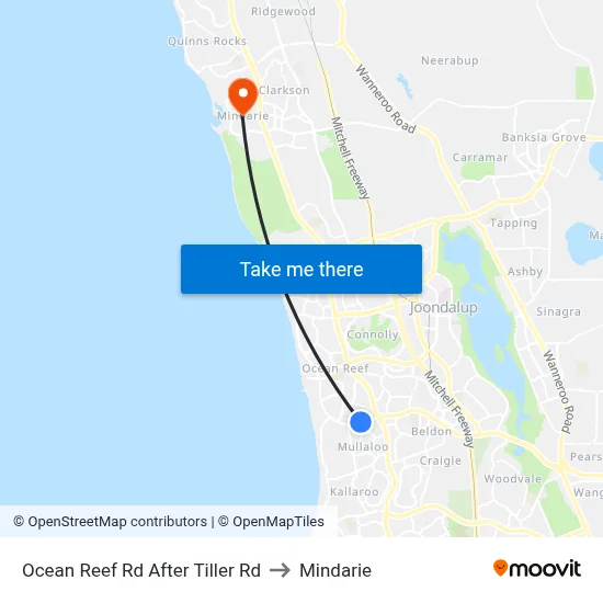 Ocean Reef Rd After Tiller Rd to Mindarie map