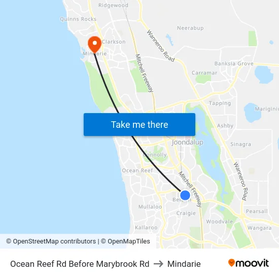 Ocean Reef Rd Before Marybrook Rd to Mindarie map