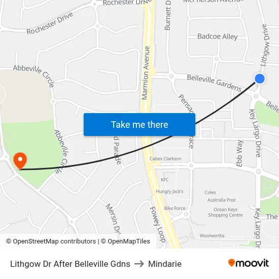 Lithgow Dr After Belleville Gdns to Mindarie map