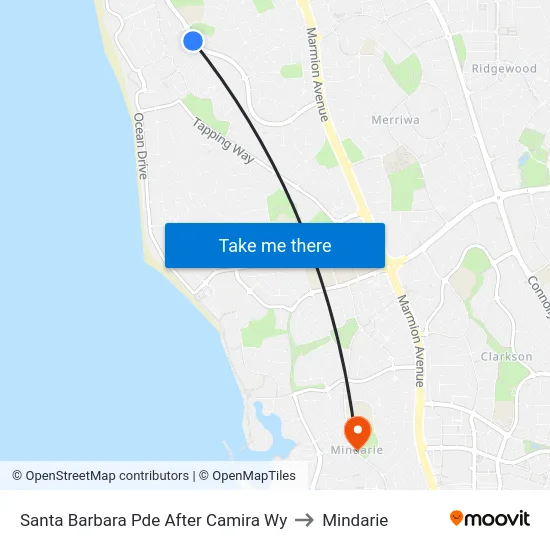 Santa Barbara Pde After Camira Wy to Mindarie map
