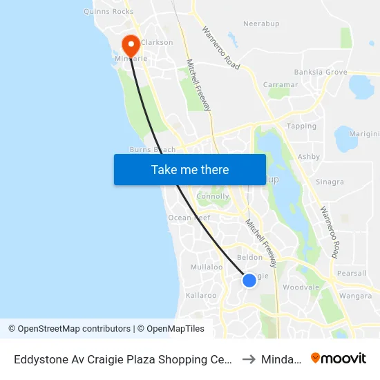 Eddystone Av Craigie Plaza Shopping Centre to Mindarie map