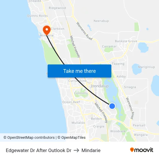 Edgewater Dr After Outlook Dr to Mindarie map