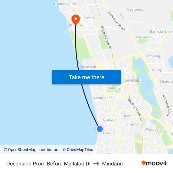 Oceanside Prom Before Mullaloo Dr to Mindarie map