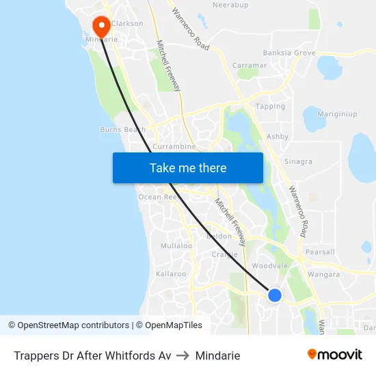 Trappers Dr After Whitfords Av to Mindarie map