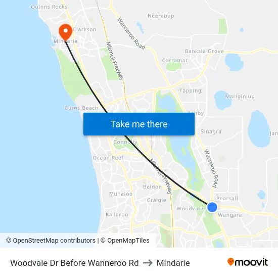 Woodvale Dr Before Wanneroo Rd to Mindarie map
