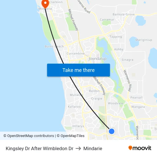 Kingsley Dr After Wimbledon Dr to Mindarie map