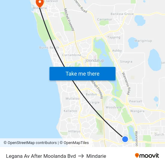 Legana Av After Moolanda Bvd to Mindarie map