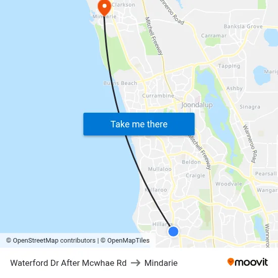 Waterford Dr After Mcwhae Rd to Mindarie map