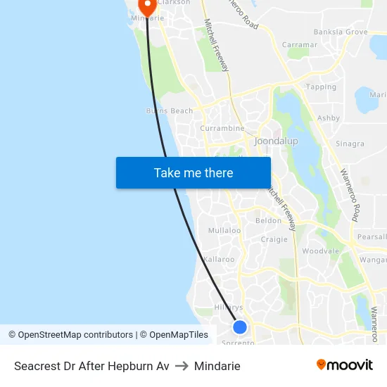 Seacrest Dr After Hepburn Av to Mindarie map